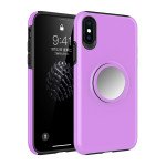 Wholesale iPhone Xr Glossy Pop Up Hybrid Case with Metal Plate (Purple)
